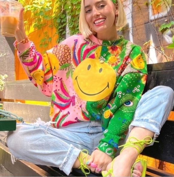 FARM Rio Sweaters - FARM Rio Smiley Graphic Crewneck Sweatshirt